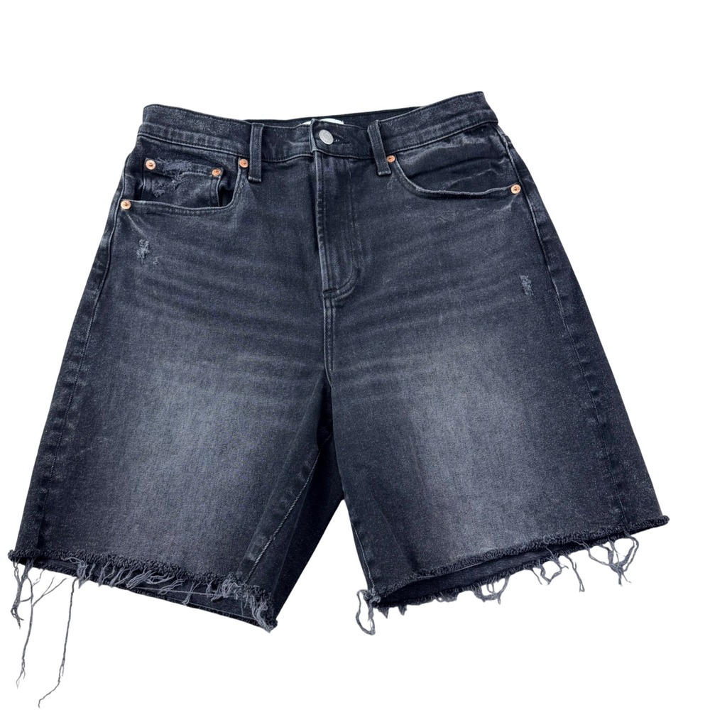 pistola Washed Black Frayed Jean Shorts